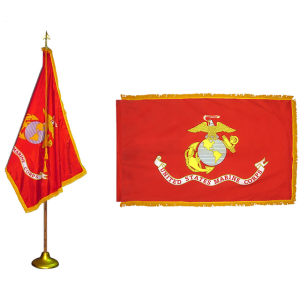 Marine Corp Nylon Pole Hemmed Fringed Flag
