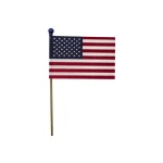 U.S. Stick Flag 4 in X 6 in No Fray 3/16 in X 10 in Wood Staff Vinyl Blue Ball Tip